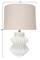Hello Honey® 22" Distressed White Finish Fluted Terracotta Table Lamp with Linen Shade
